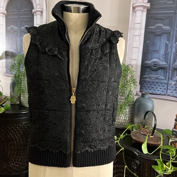 Manouch black lace vest ladies size M ! - Picture 2 of 10